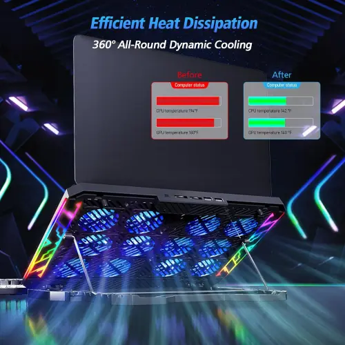 Base Enfriadora Trullypine para Laptop 14" – 12 Ventiladores, Ultra Silenciosa, USB, Diseño Ergonómico — imagen 3